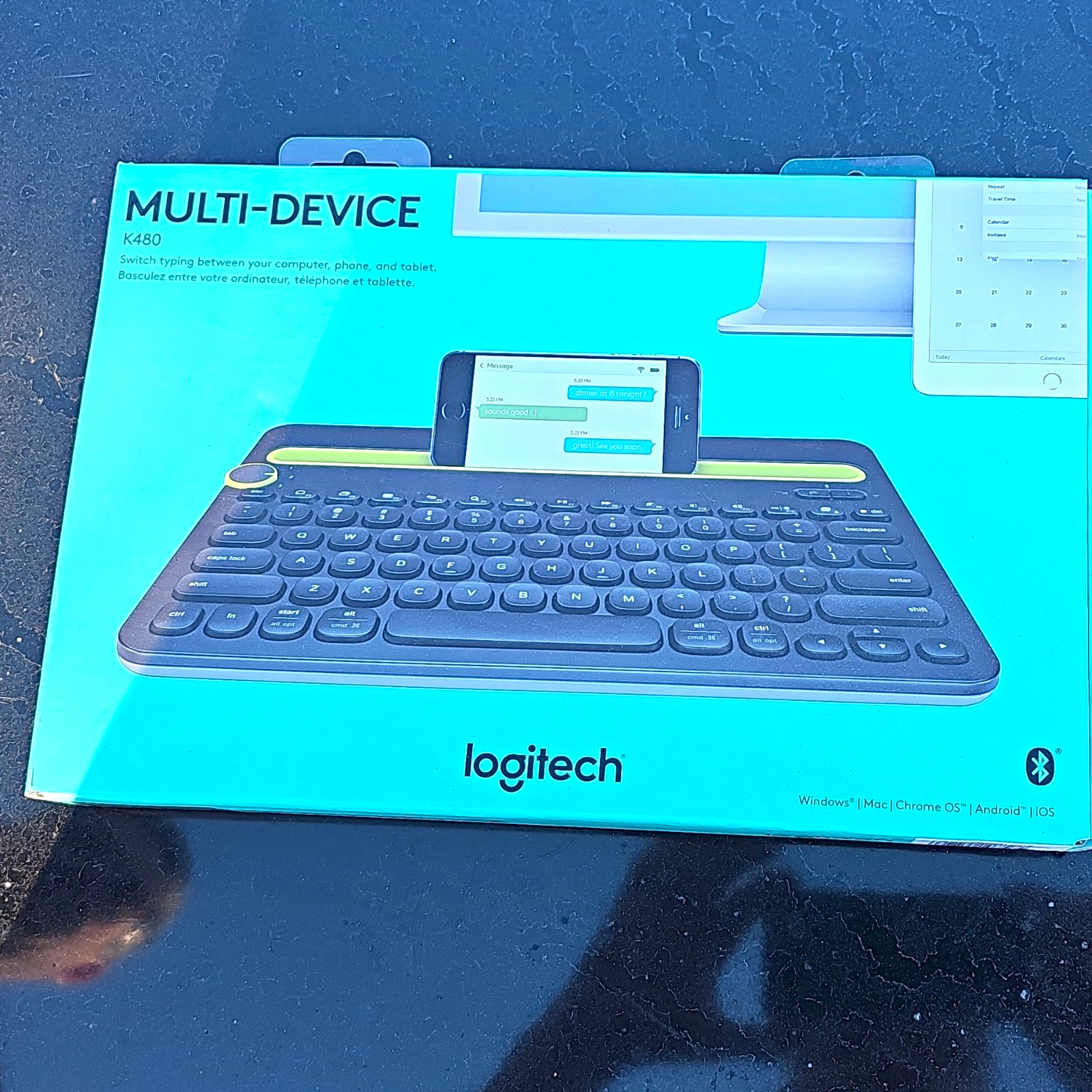 Logitech K480 Compact Bluetooth Multi-Device Keyboard w/ Cradle Black/Yellow