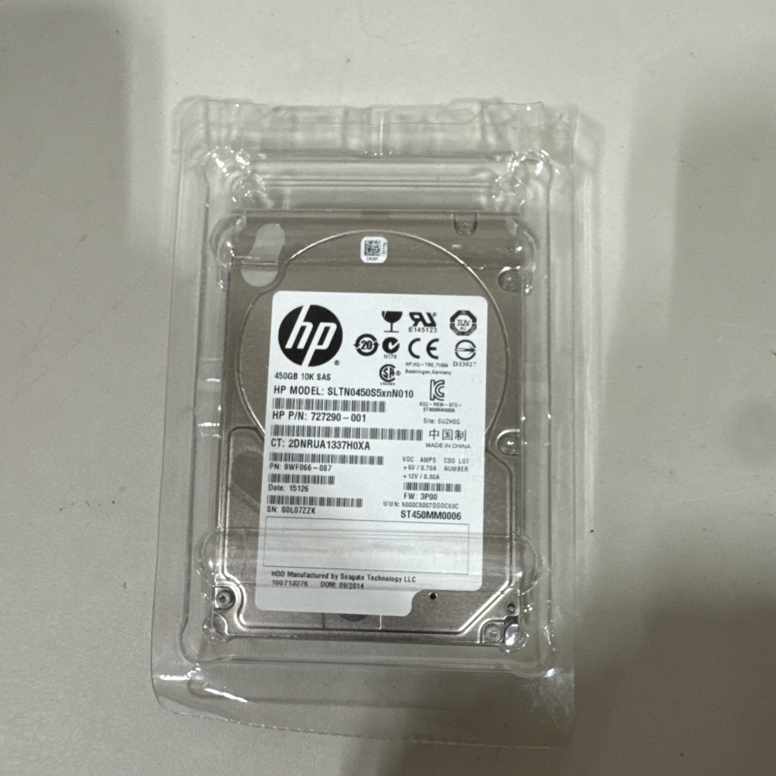 HP 450GB 10K SAS hard drive