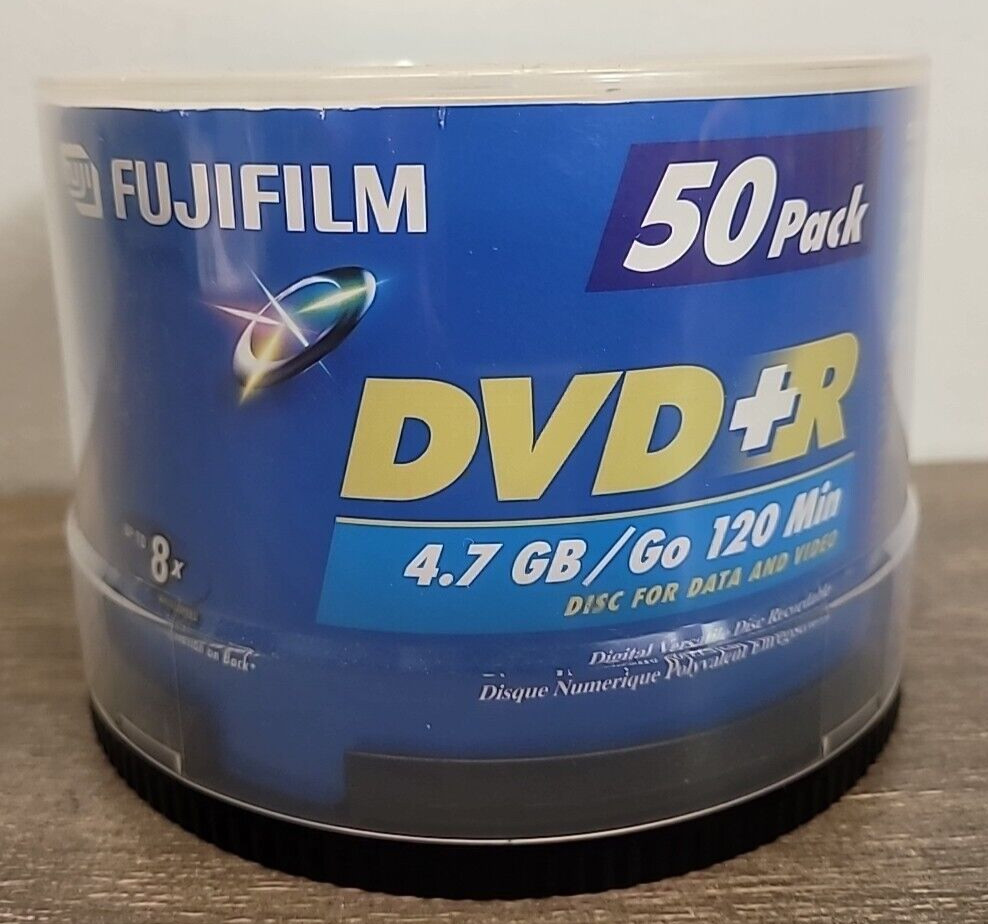 FUJIFILM DVD Plus R 4.7GB DVD+R Blank Media Disc Lot 50 Pack Opened