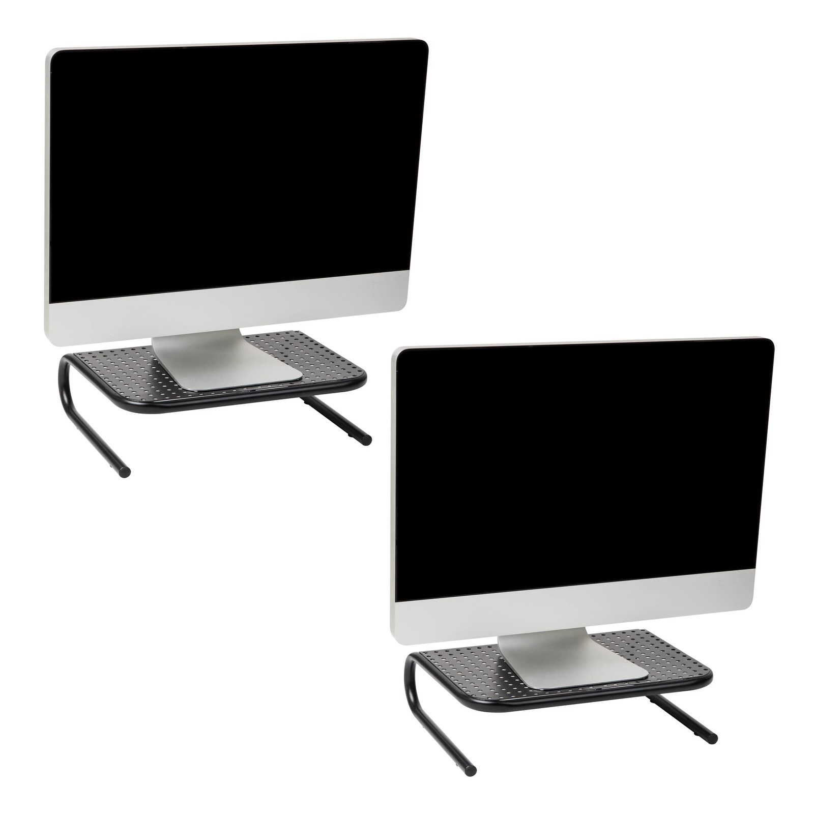 Monitor Stand Set Of 2 Ventilated Laptop Riser Desktop Organizer Metal 14.5" L X