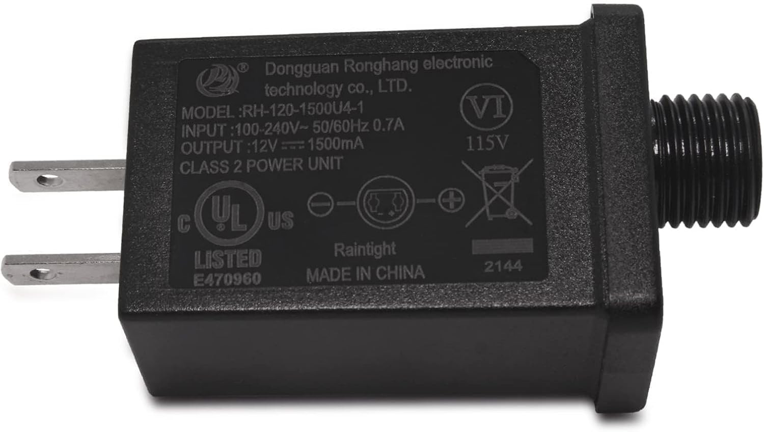 Replacement Christmas Inflatable Plug 1.5A 12V Class 2 Power Unit, 60Hz Waterpro
