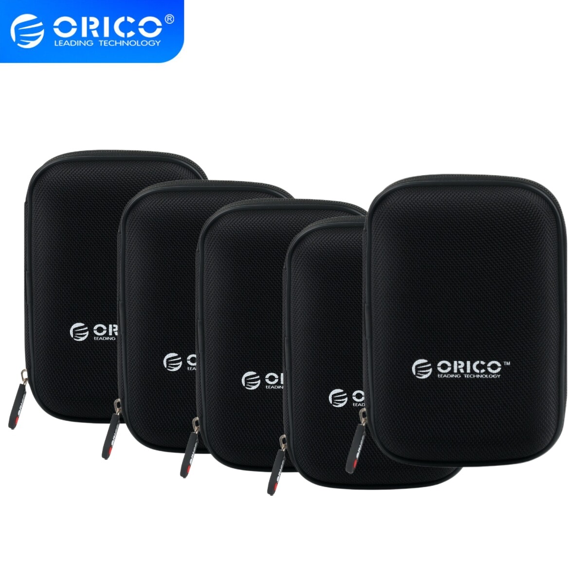 ORICO 5pcs Portable Hard Drive Case 2.5inch External Drive Storage Carry Bag