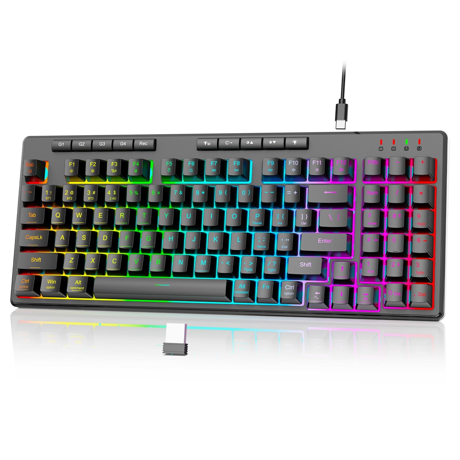 Redragon K517 Pro Wireless Gaming Keyboard, RGB Backlit, Tri-Mode 