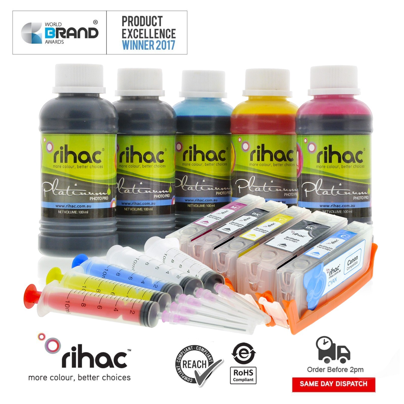 Rihac Refillable Cartridges for CANON IX6860 printer PGI-650 CLI-651 Refill Ink