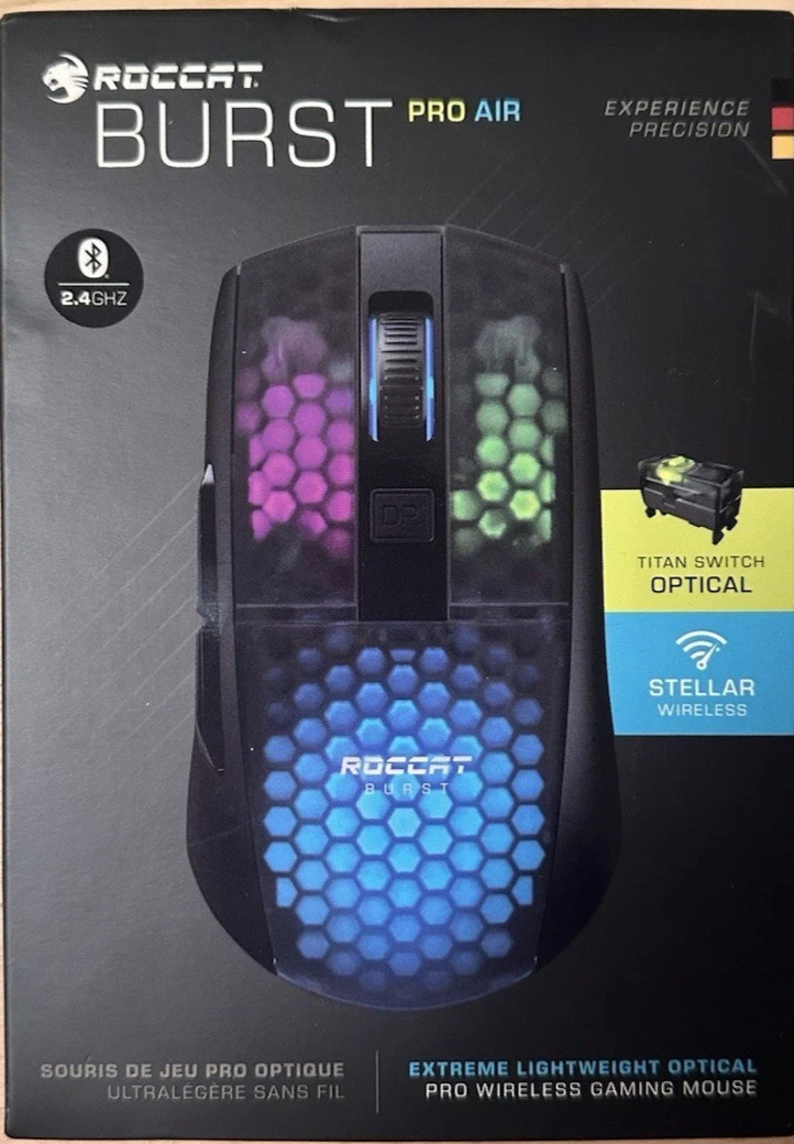 NEW ROCCAT Gaming Mouse BURST PRO AIR Wireless 2.4GHz / Bluetooth Black /optical