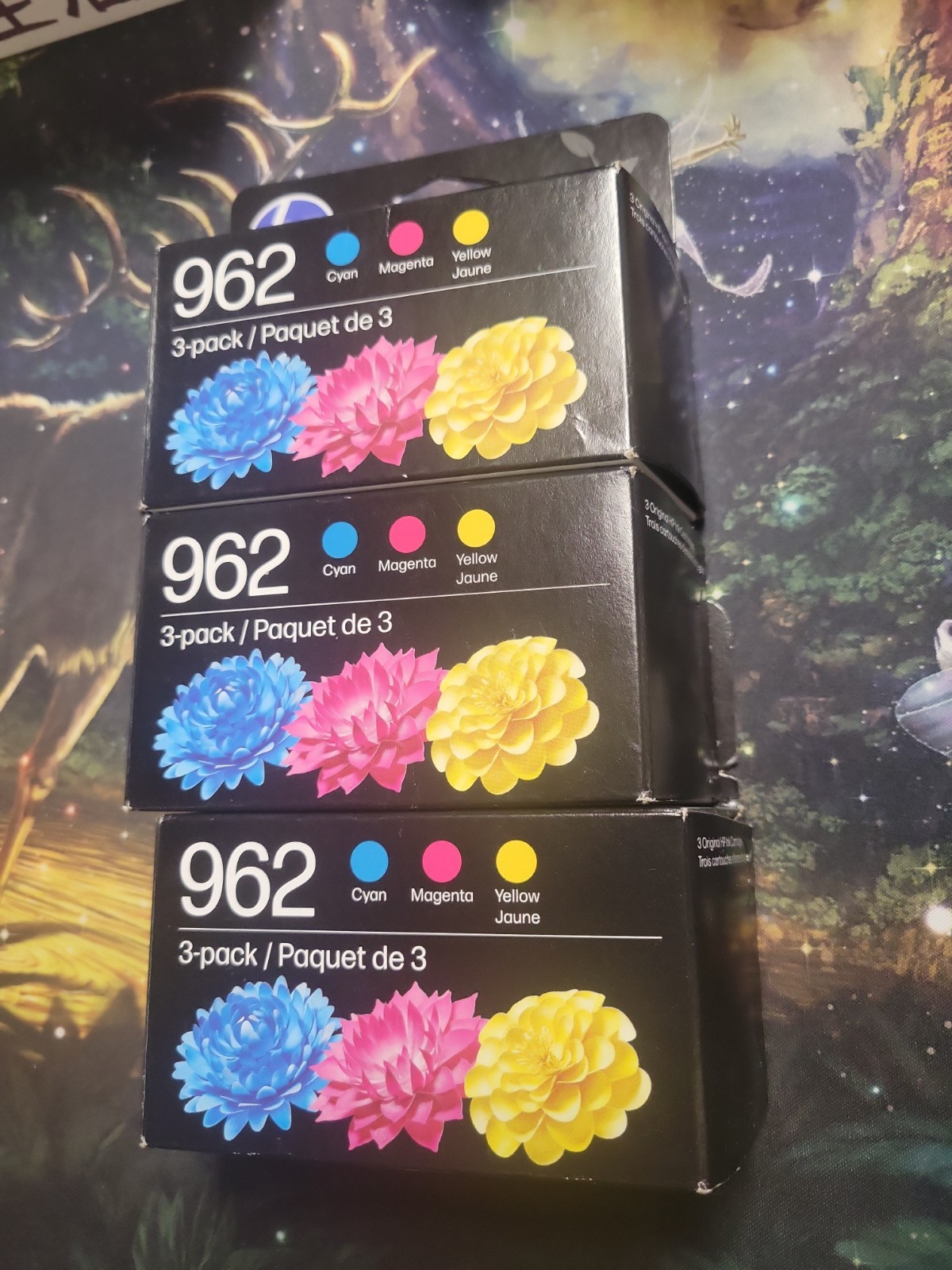 3x HP 962 Cyan, Magenta, Yellow Ink Cartridges, Pack Of 3, 3YP00AN EXP DATE 2028