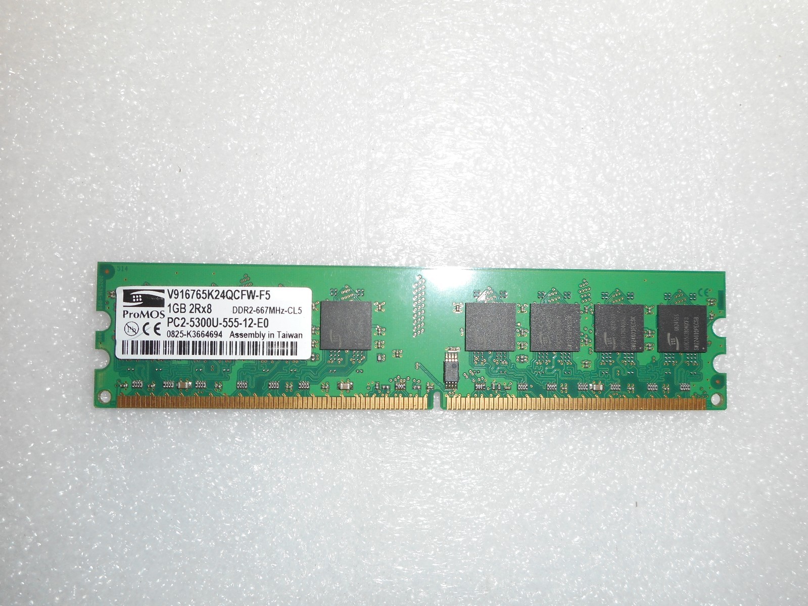  ProMOS 1GB Matching Numbers PC2-5300 DDR2 240 PIN DIMM V916765K24QCFW-F5