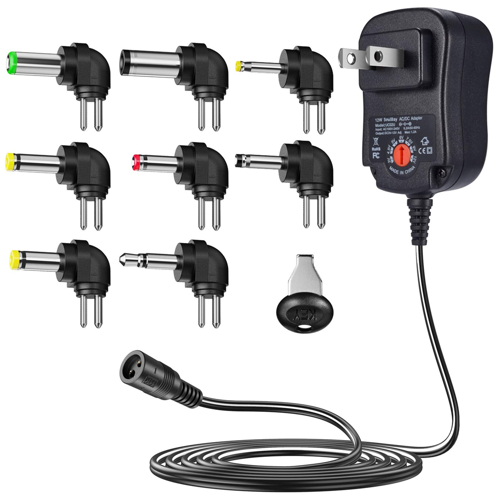 SoulBay 12W Universal Multi Voltage AC/DC Adapter Switching Power Black 