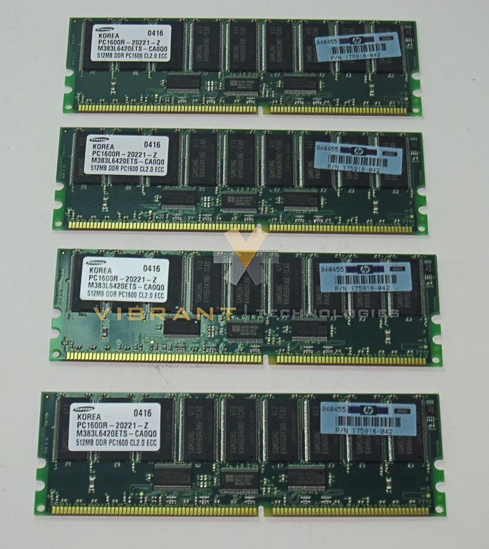 HP 202171-B21 Compaq 2048MB Server Memory Kit PC1600 (4X512) zy