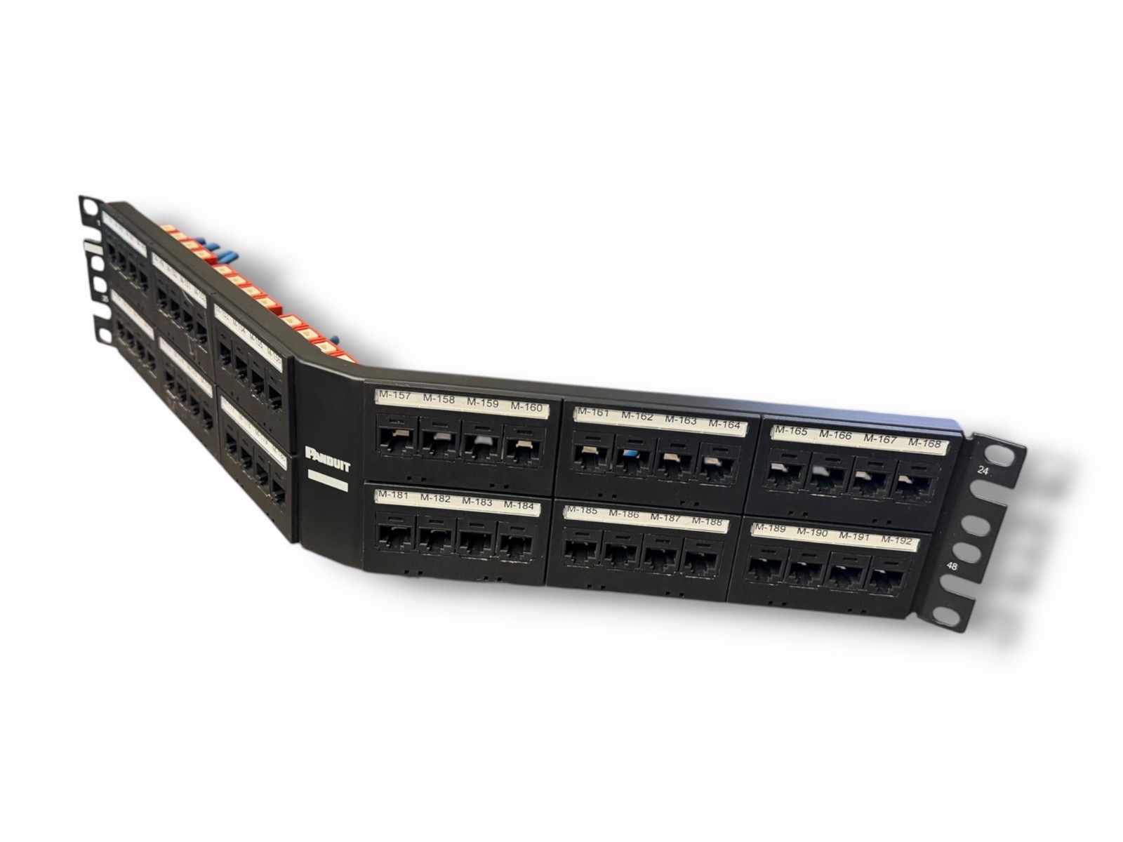 Panduit CPPLA48WBLY Modular Mini-Com Angled 48 Port Patch Panel with Hardware