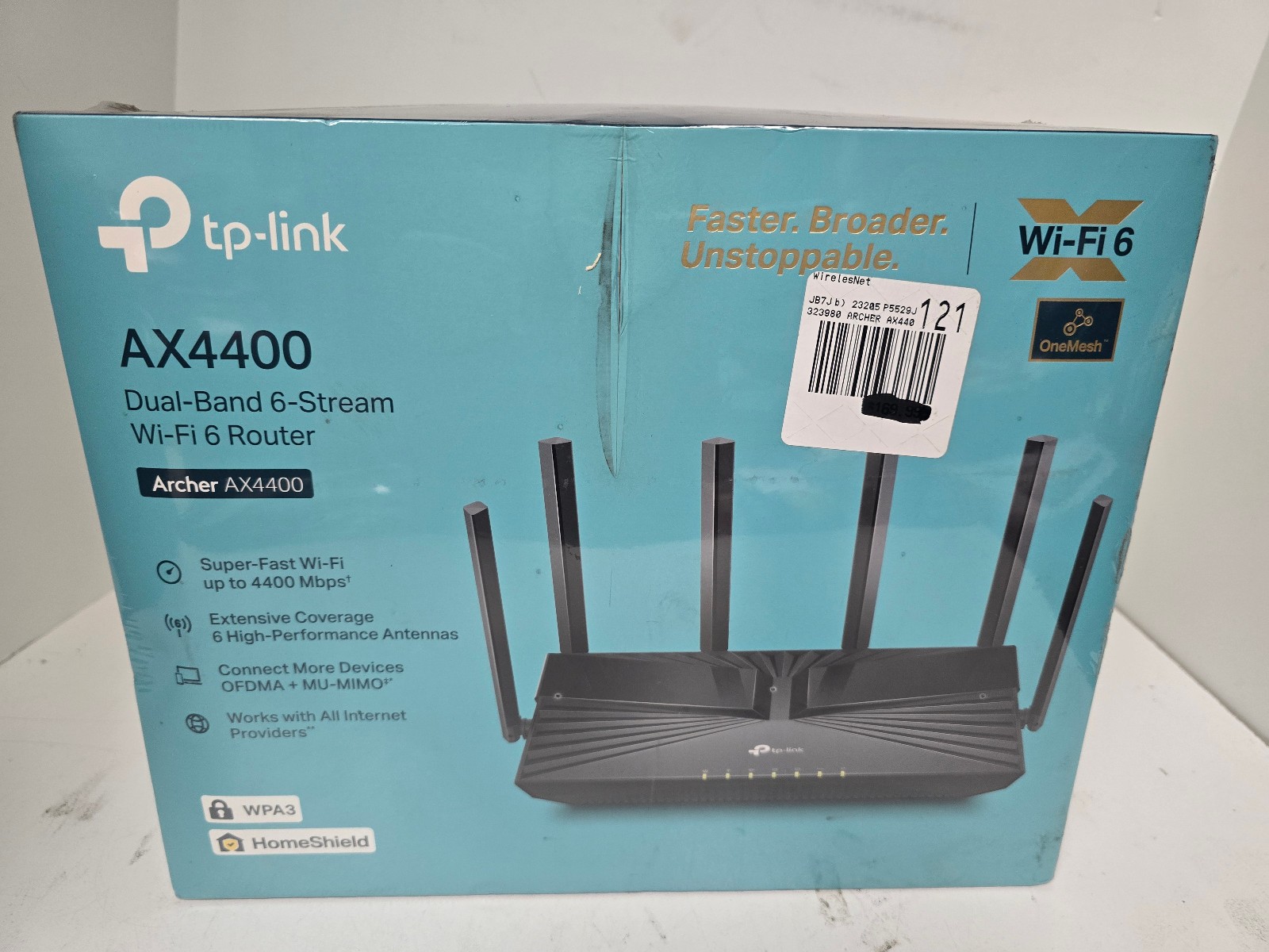 Tp-Link Dual-Band 6-Stream WiFi 6 Router Archer AX4400 Black Factory Sealed NEW