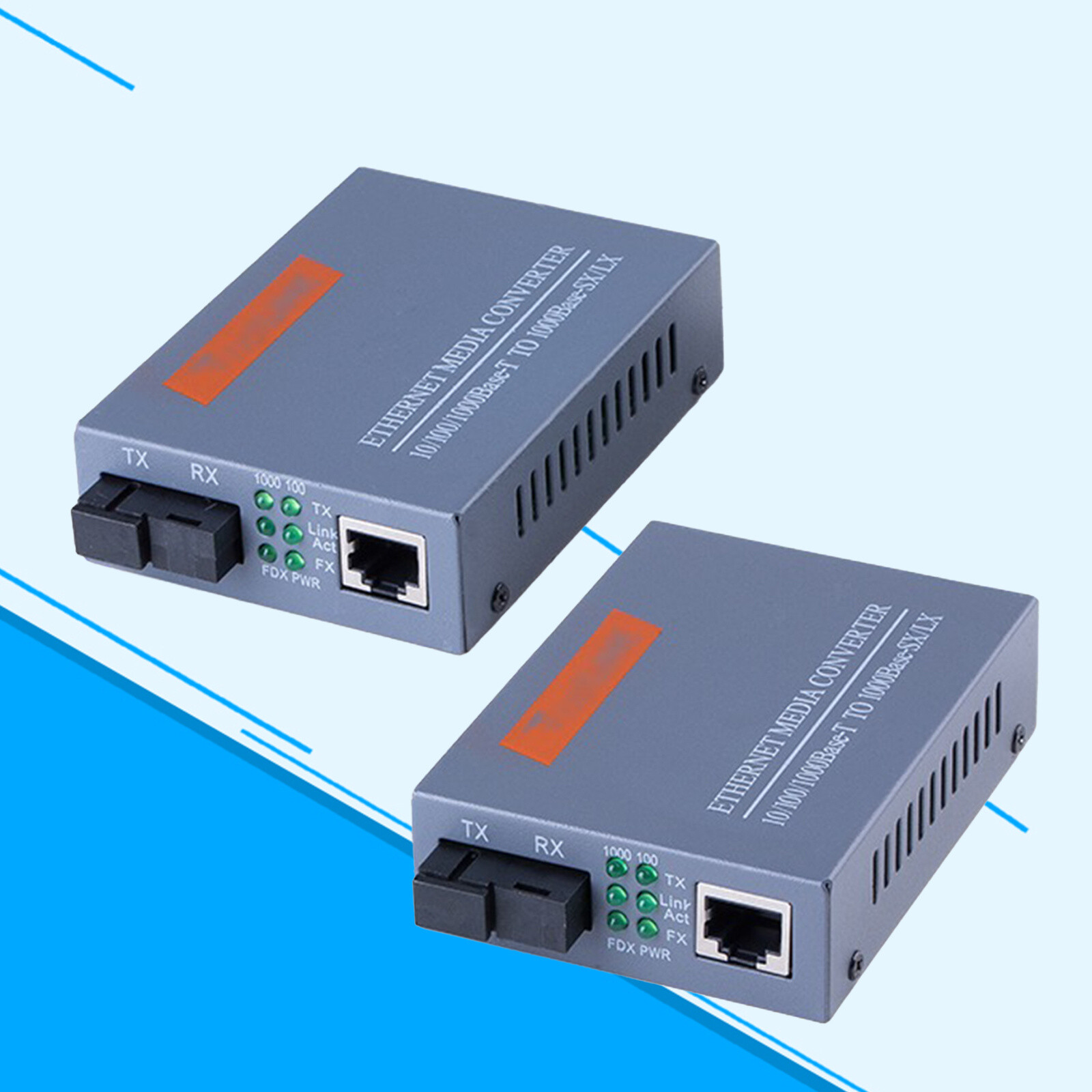 Gigabit Fiber Optical Media Converter Single Fiber SC Port 10/100/1000Mbps 1pair