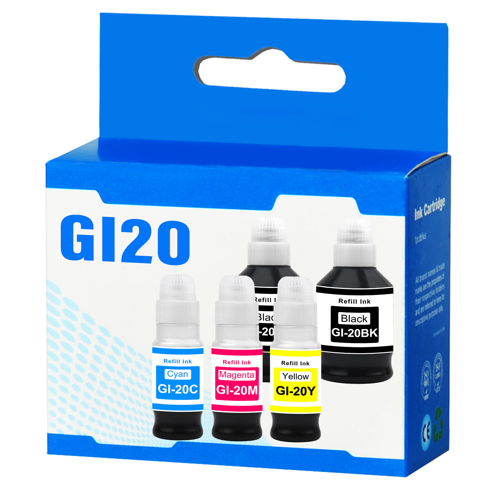 5PK CYBBM GI20 GI-20 Color Ink Cartridge For Canon PIXMA G6020 G7020 G5020