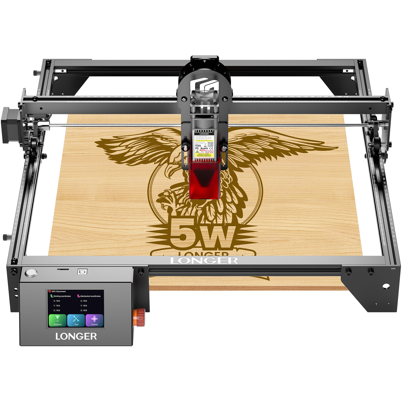 LONGER Laser Engraver Ray5 5W 10W 20W Higher Accuracy with 3.5" Touch Screen