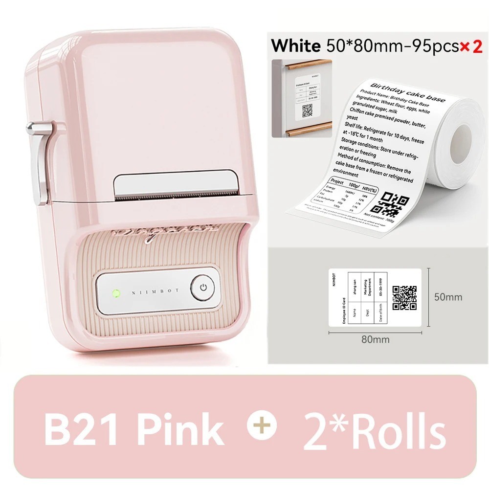 B21 Mini Thermal Printer Wireless Barcode Label Maker Bluetooth Portable Adhesi