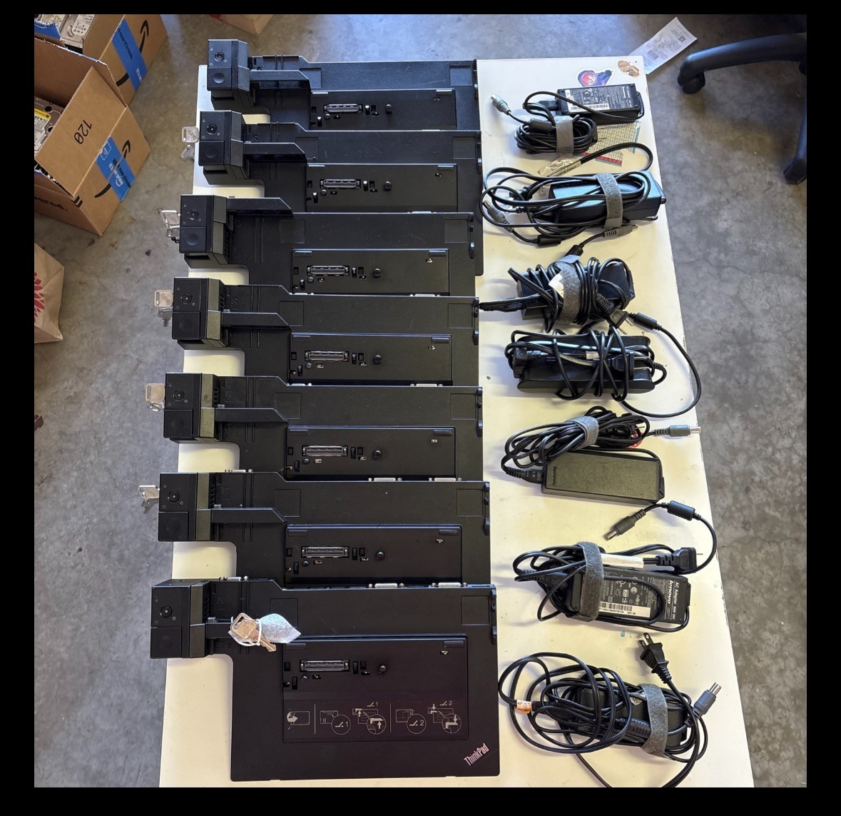 Lot of 7 Lenovo ThinkPad Mini Dock 3 Type 4338 Docking Station with Power Supply