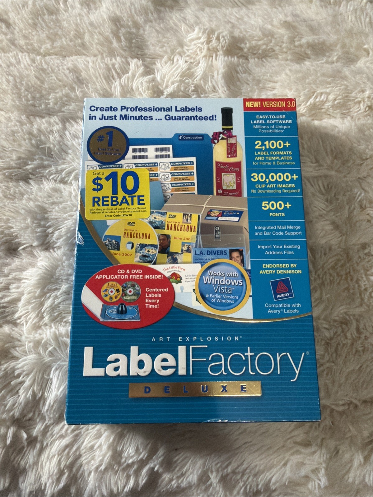Art Explosion Label Factory Deluxe Version 3.0 • PC Software Factory Sealed Bx2