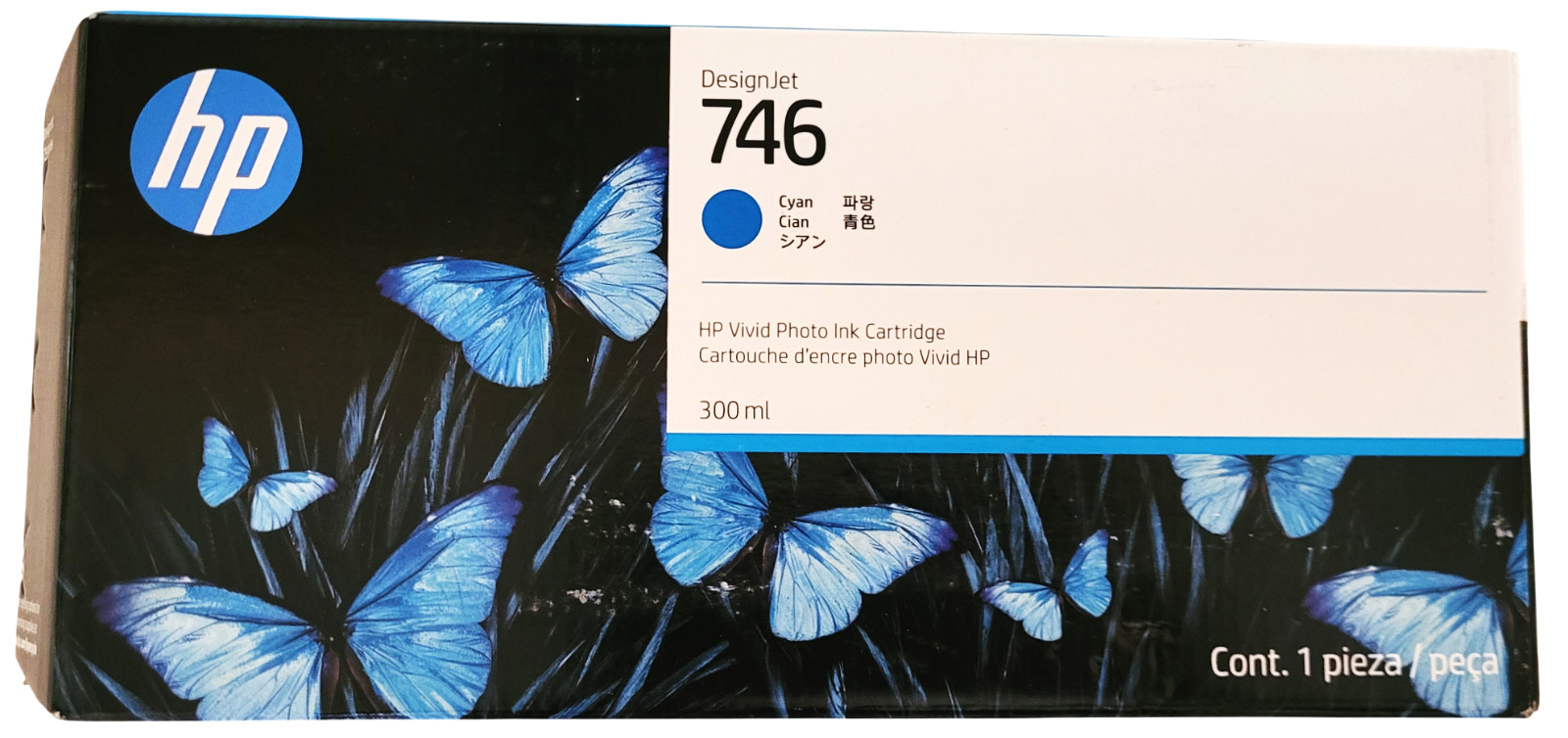 HP DesignJet 746 Cyan Vivid Photo Ink Cartridge 300ml Exp: 08-2028