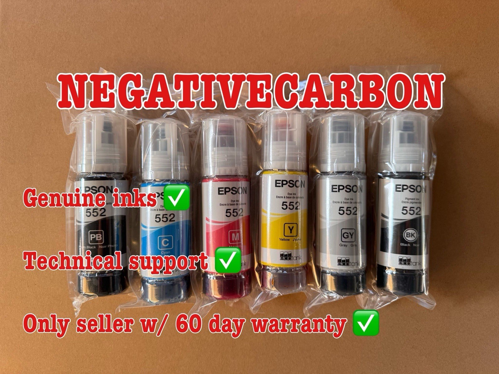 Genuine Epson 552 Ink Bottle 6 Pack for ET-8500 ET-8550 Warranty 2026-2029