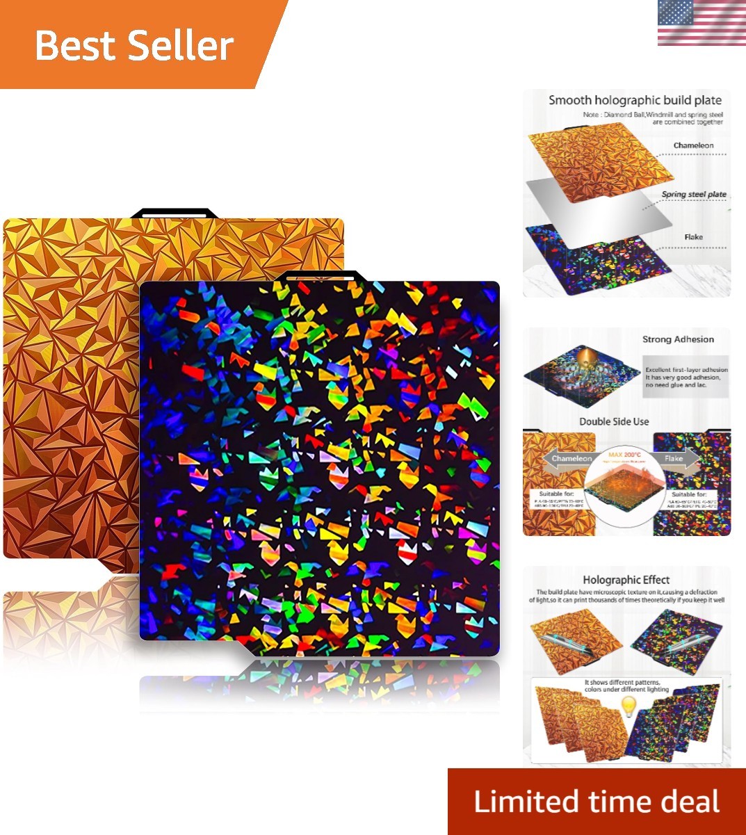 Innovative 3D Printer Plate for Bambu Labs - Removable Chameleon & Flake Surface