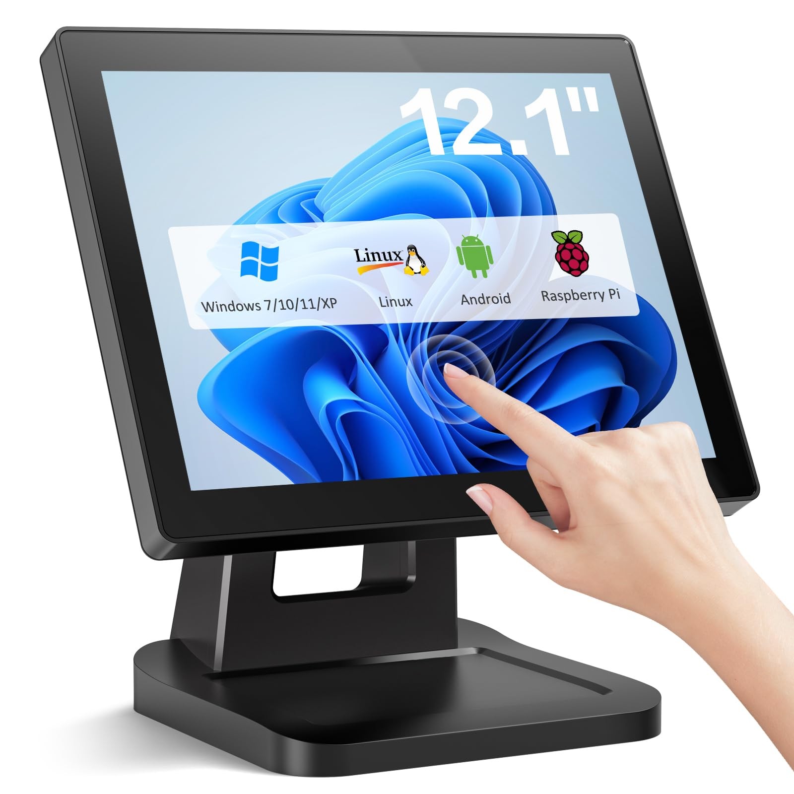NewHail 12.1-inch POS Touch Screen Monitor, Capacitive Touchscreen with Black