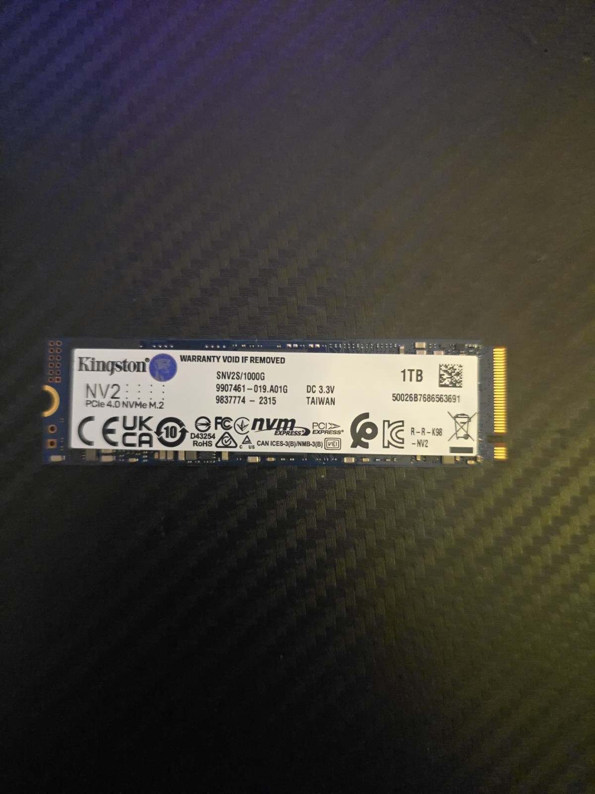 Kingston NV2 1TB M.2 NVMe Internal SSD (SNV2S/1000G)