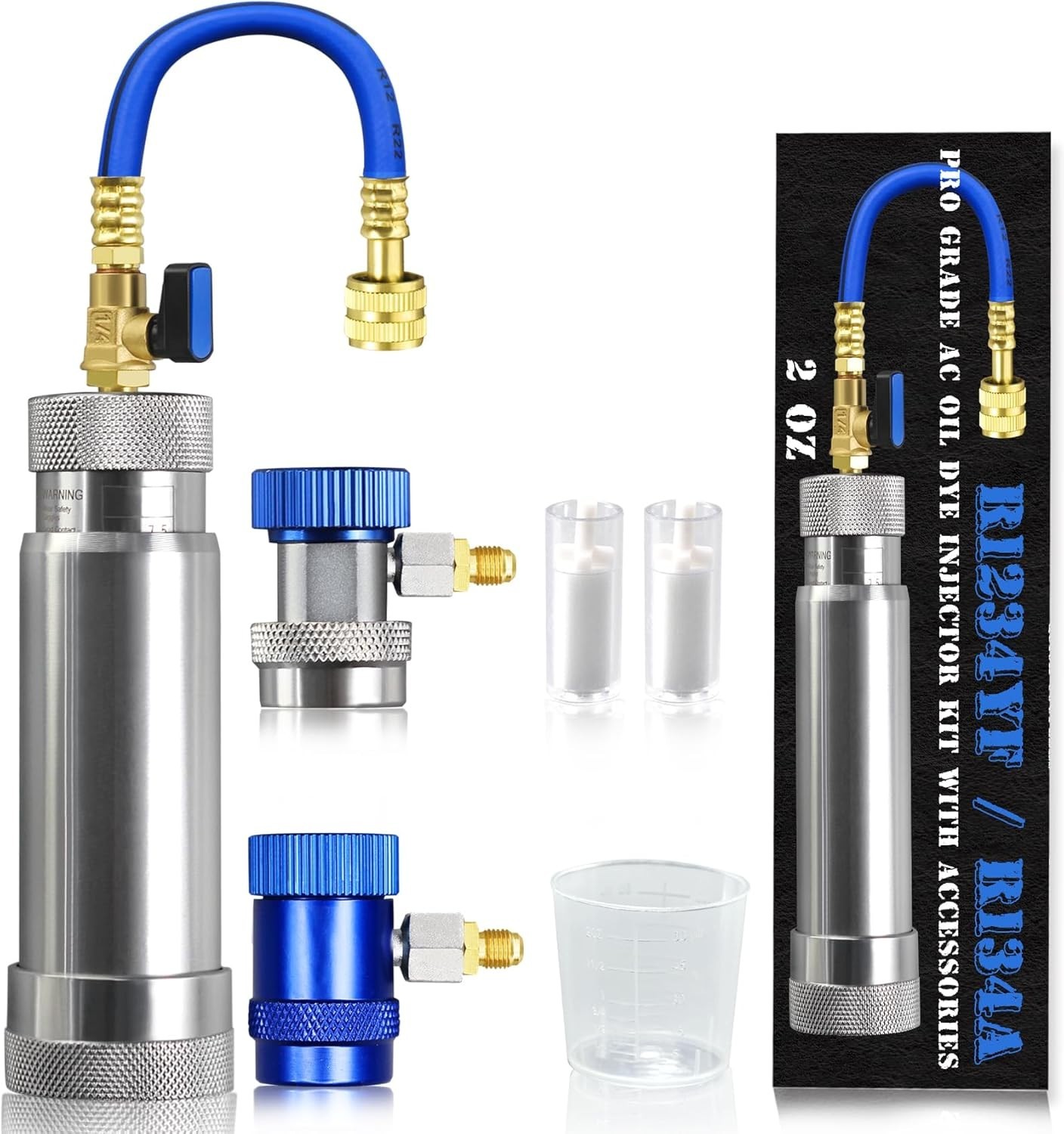 R134A & R1234YF & R410A AC Oil Dye Injector Kit with R134A Quick Coupler R1234YF