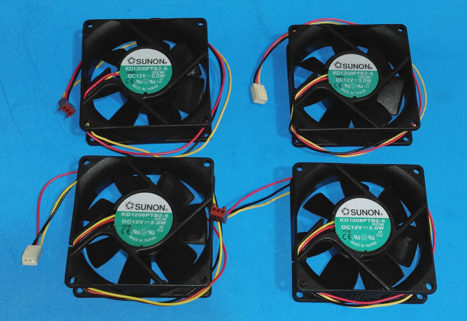 Lot 4: Sunon 80 X 80 X 25mm 3-pin Ball Bearing PC Case Cooling Fan 12V DC 2.0W