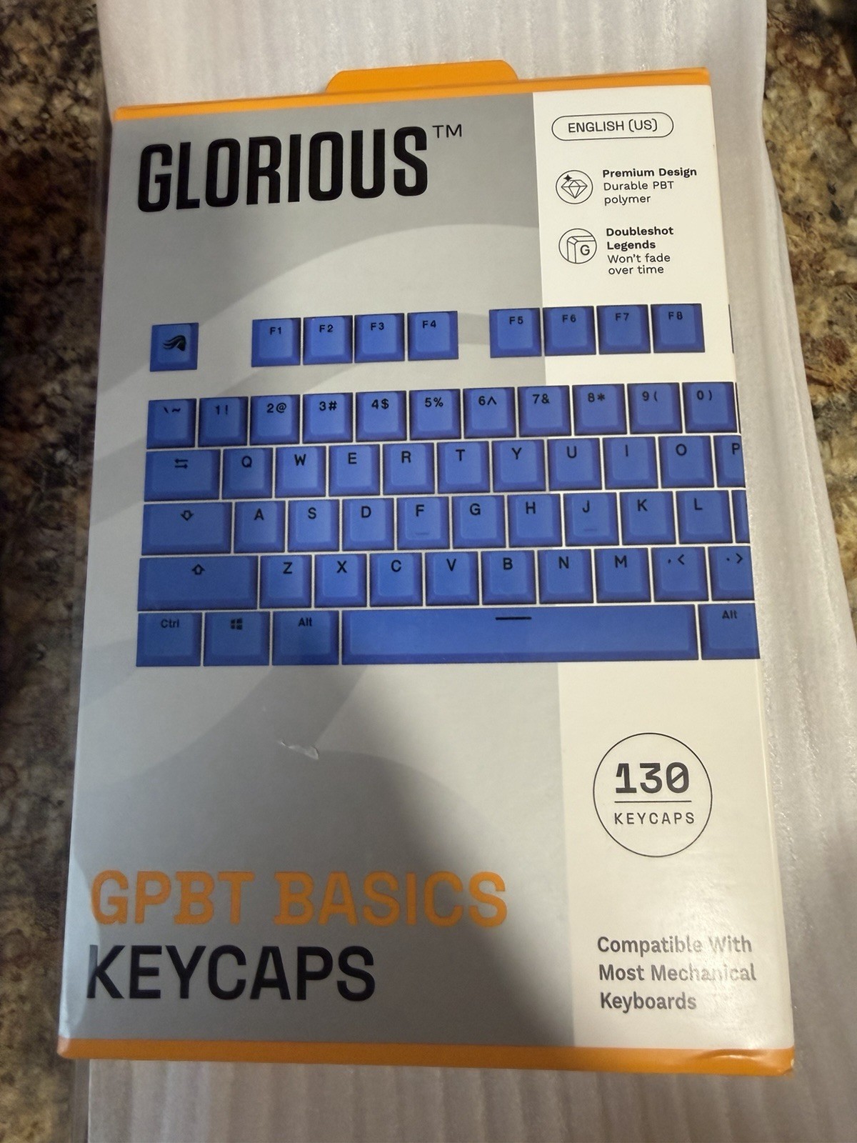 Glorious Universal Keycap Set GPBT Basics Mana Blue Mechanical Keyboard Keycaps