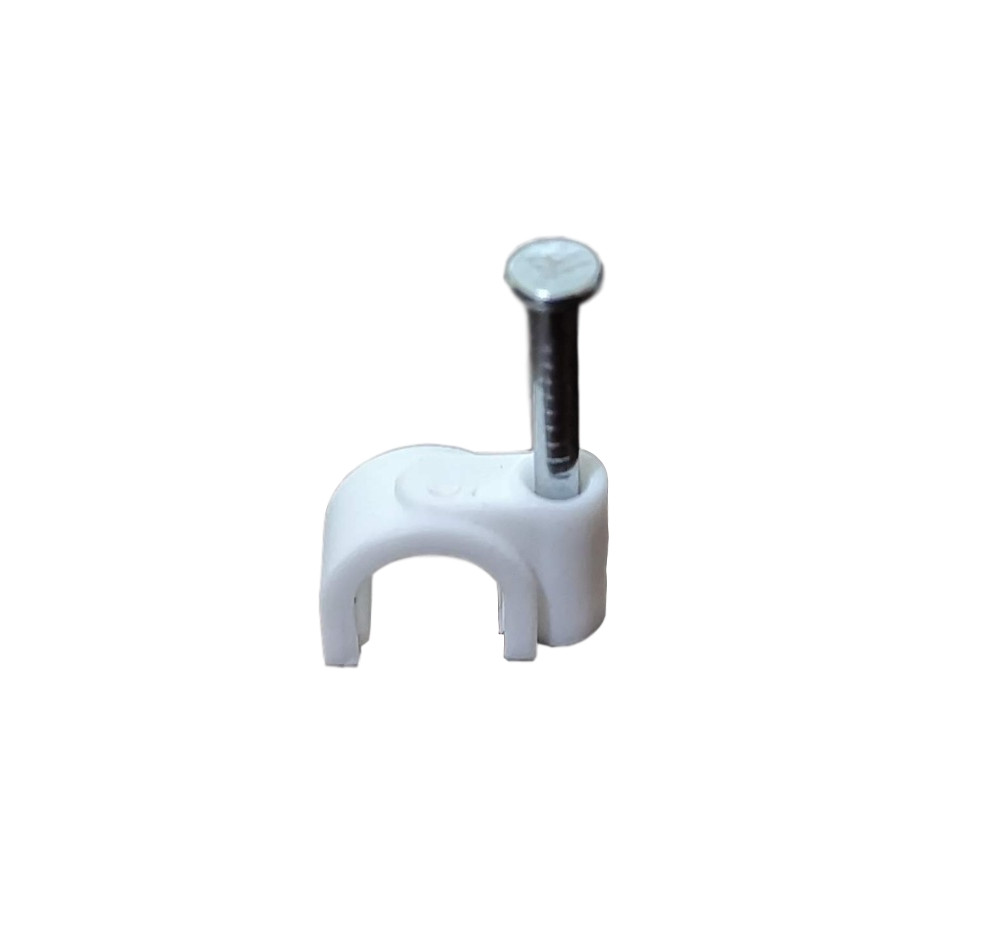 200 Pack Cable Clip w. Nail , White 8MM , Round , TV Aerial Cables Mounting 