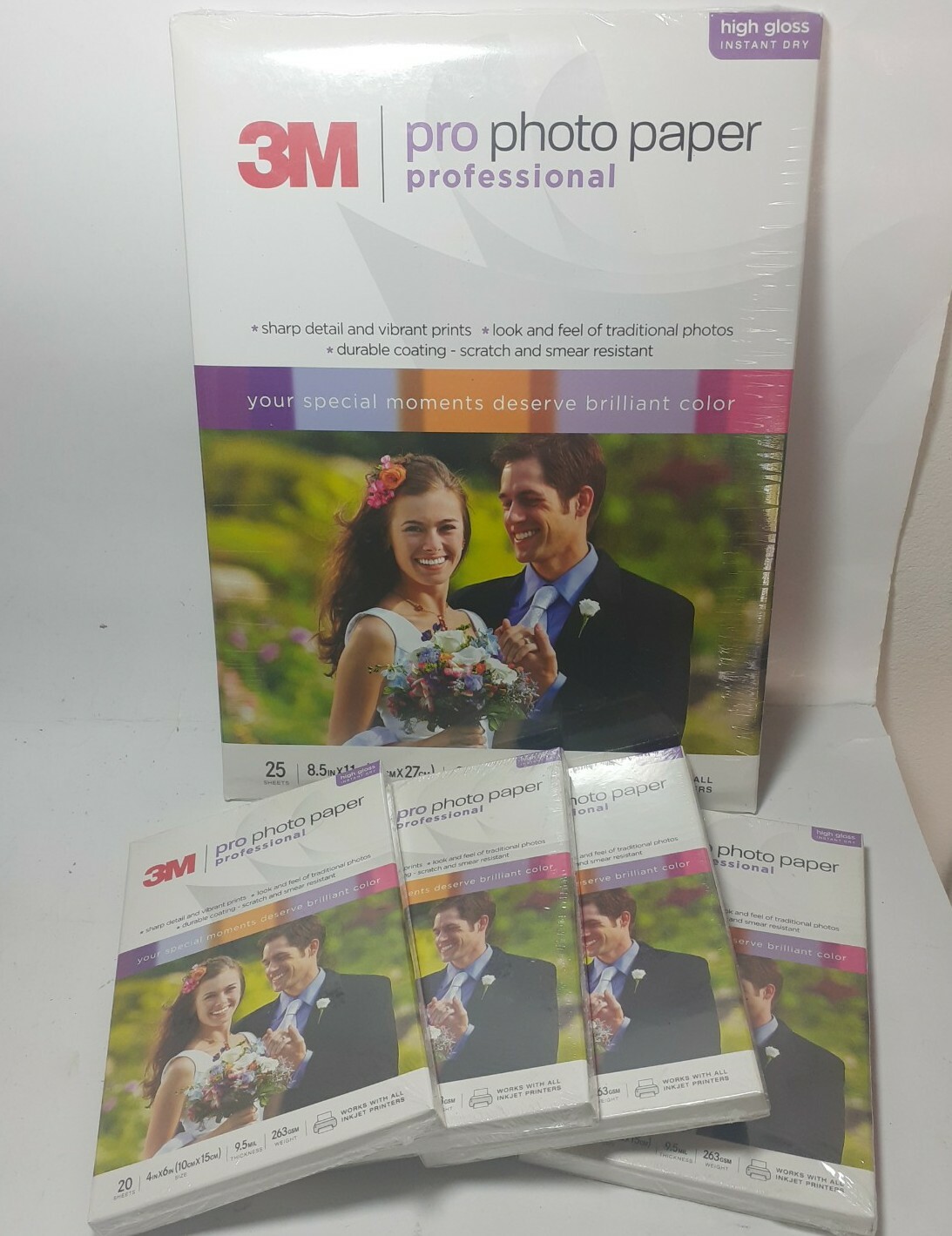 3M Professional Photo Paper LOT - 4 pks 4"x6" (20 ea) 1 pk 8.5" x 11" (25) - NEW