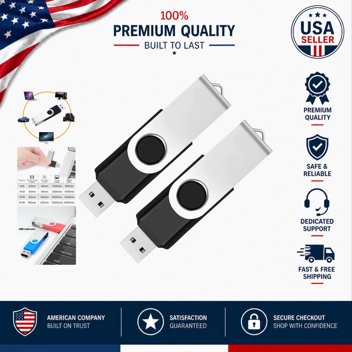 Compact and Stylish 64GB USB Flash Drive Set - Reliable Data Storage Solution