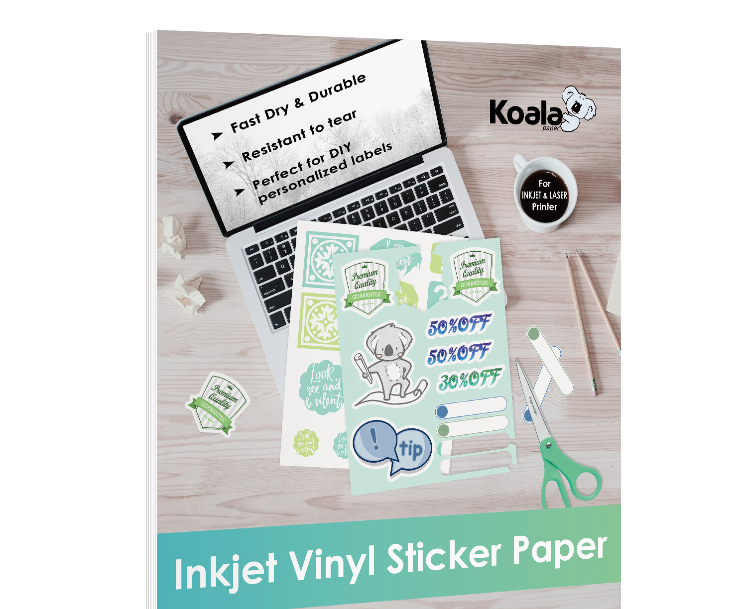 Koala Matte Vinyl Sticker Paper for Inkjet Printer Waterproof  2000 Sheets Bulk