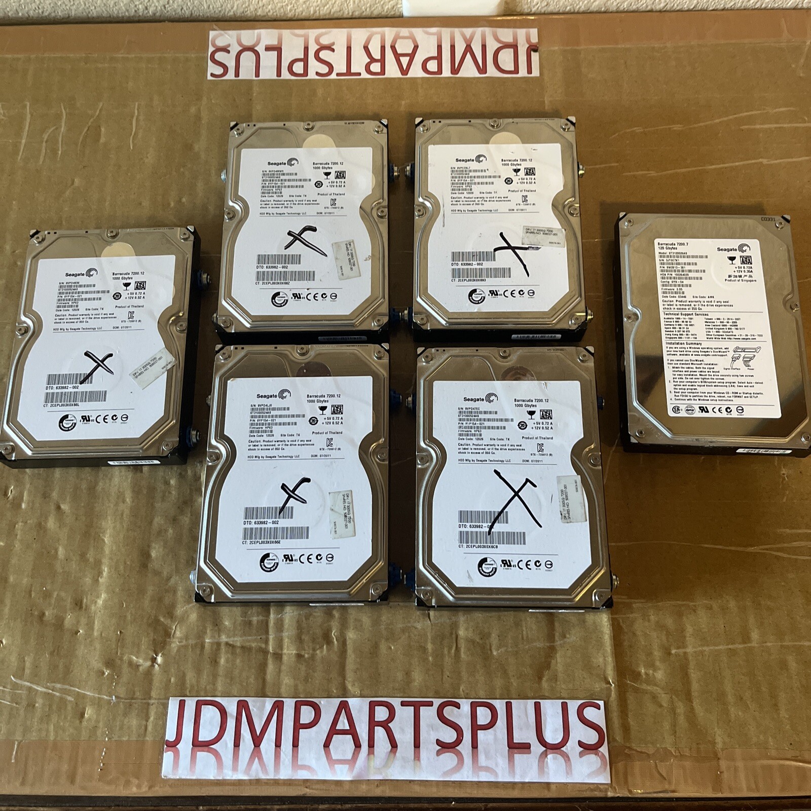 *broken* LOT of 6 - 5ea SEAGATE 1TB & 1ea 120GB 3.5'' Barracuda 7200 Hard Drives