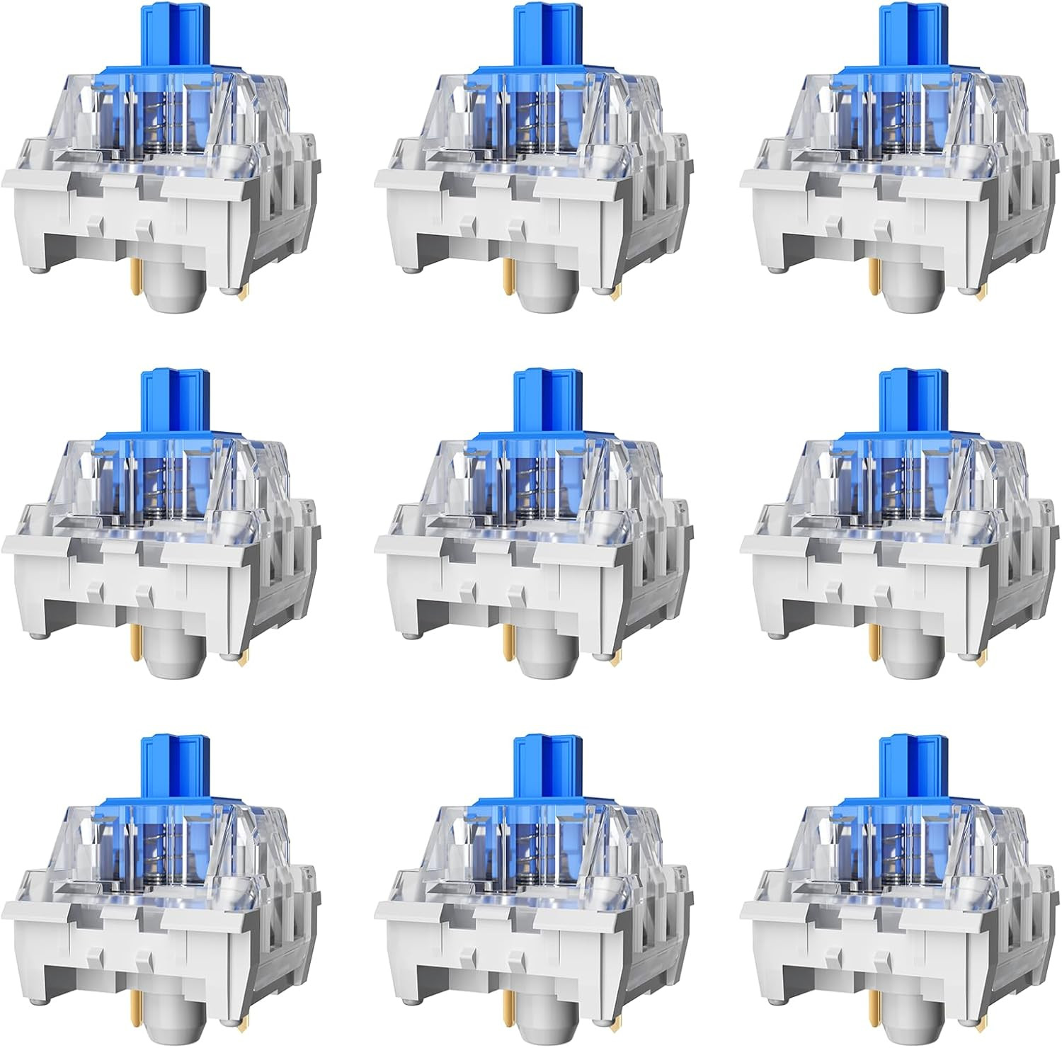 Zhouwang 10PCS Blue 3 Pin Mechanical Keyboard Switches for Gaming and 3D Printin