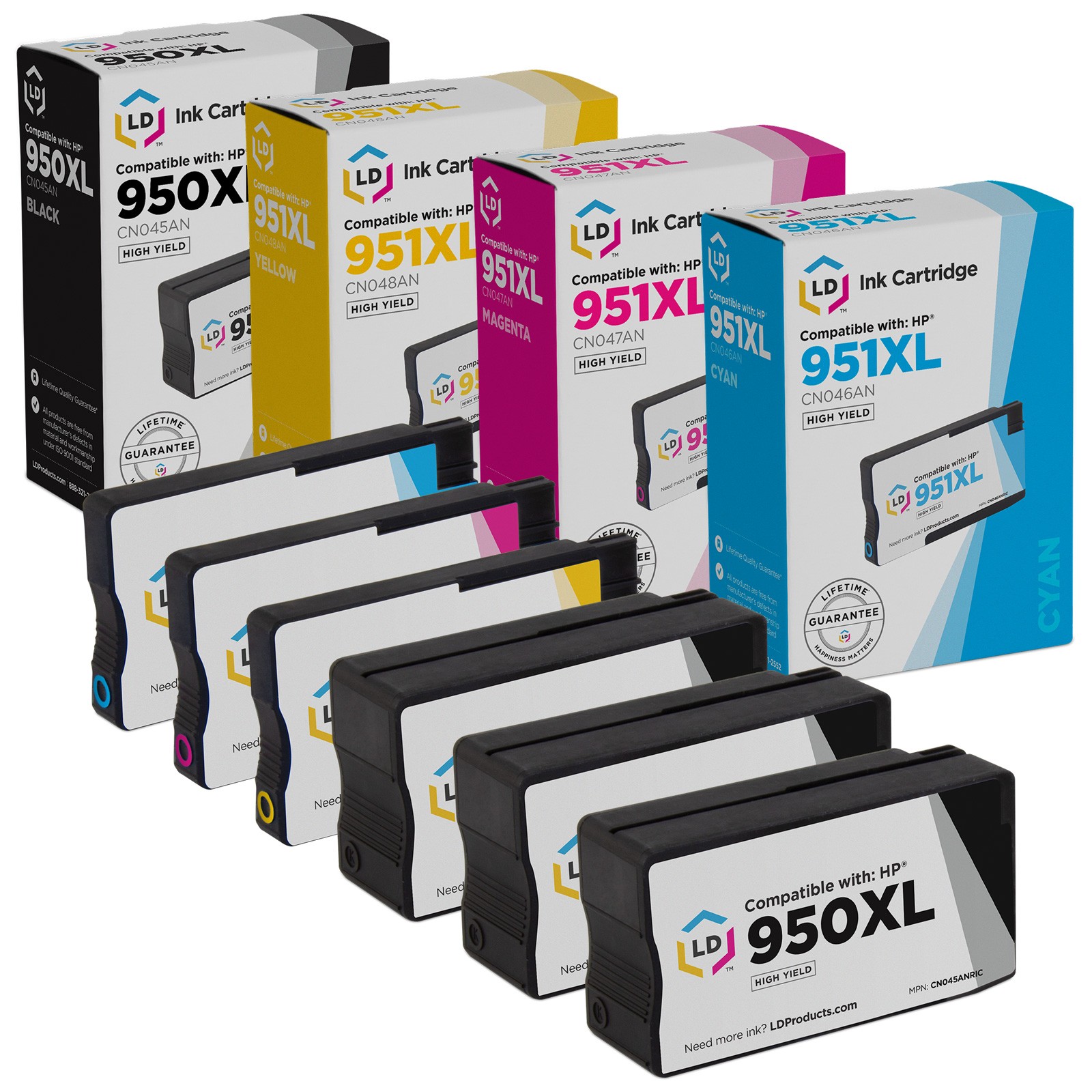 LD 6pk COMP Cartridge Set for HP 950 XL 951XL OfficeJet 8620 8625 8616 Color