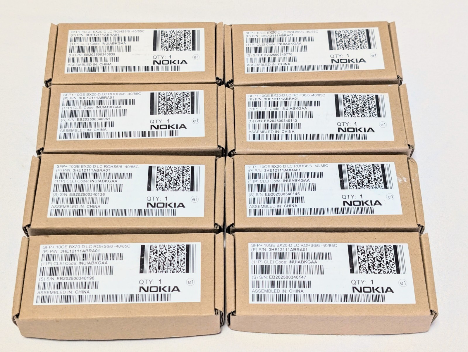 Lot of 8 Nokia SFP+ 10GE BX20-D Transceiver Module 3he12111abra01 - BRAND NEW