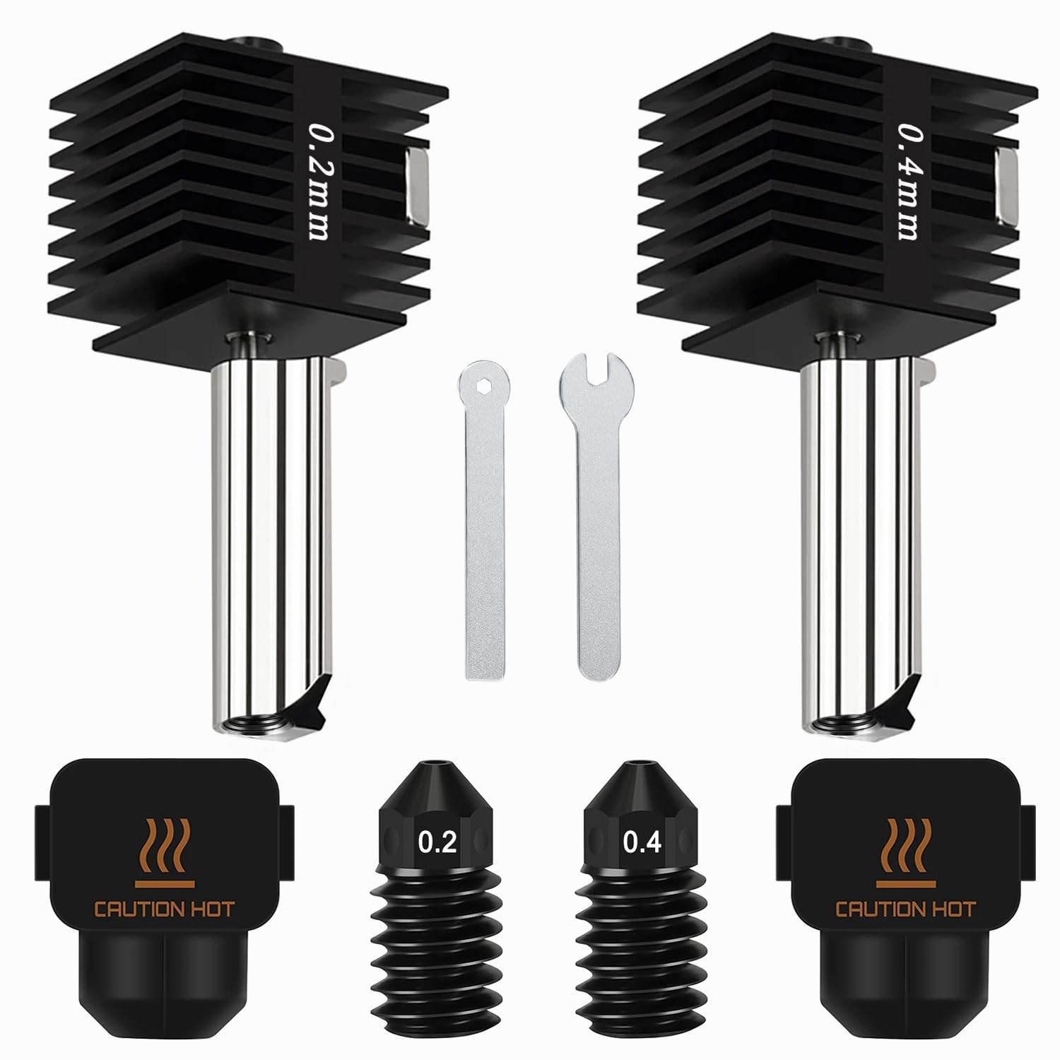 2PCS 0.2mm+0.4mm Hotend Kit for Bambu Lab A1/A1 Mini, 3D Printer 