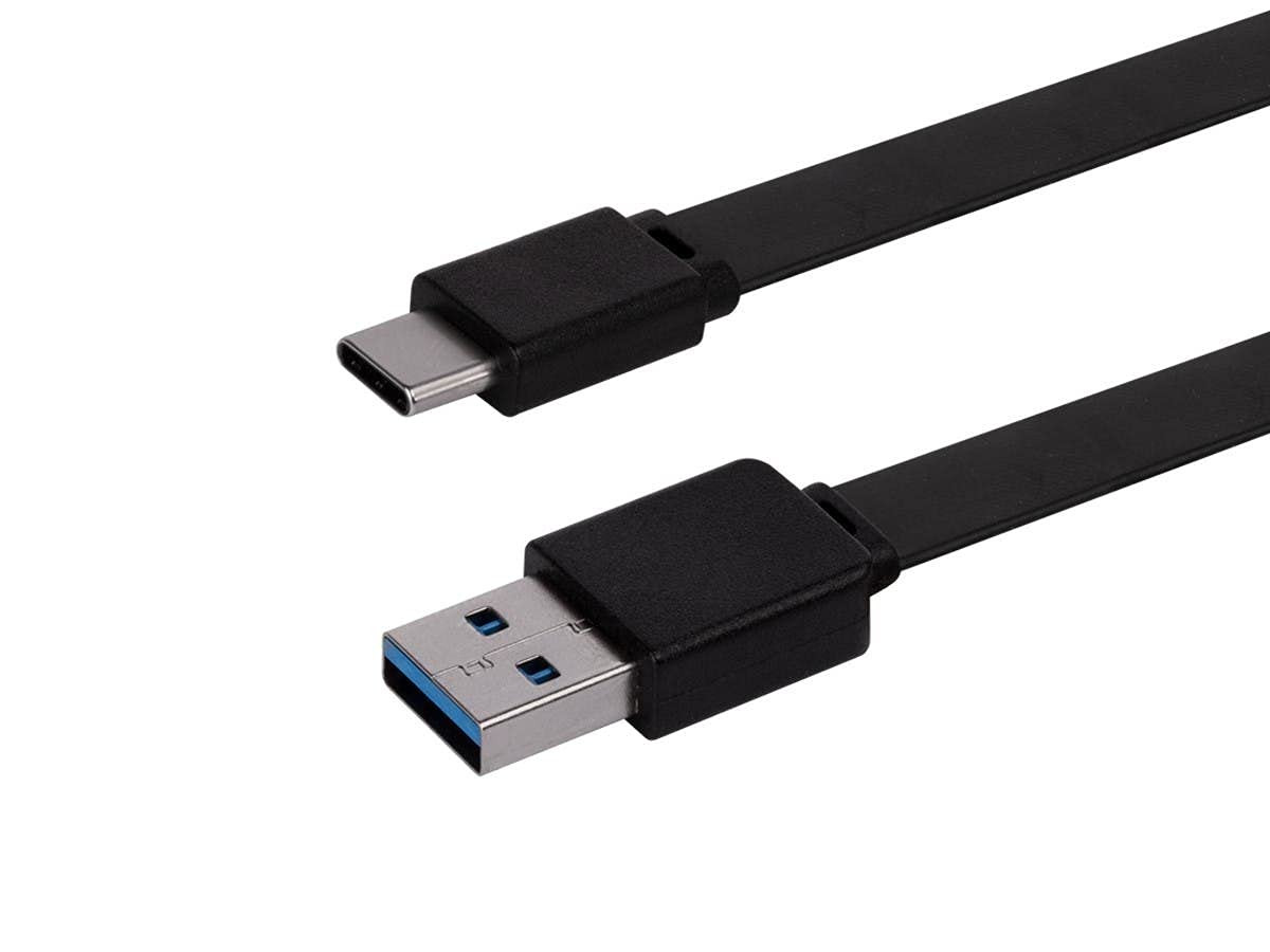 Flat USB Type-C to Type-A 3.2 Gen1 Charge and Sync Cable - 5Gbps, 3 Amp Charging