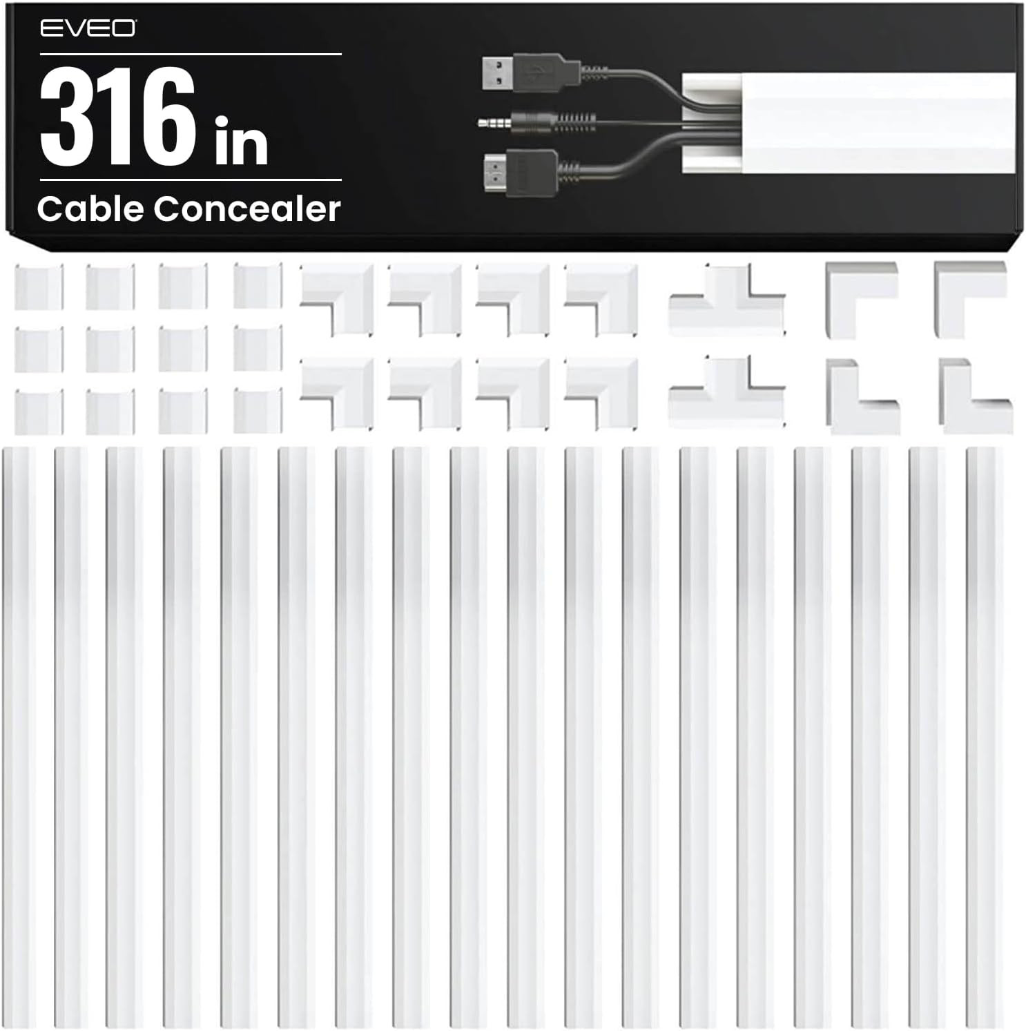Cable Raceway Wall Cord Hider Kit 306in Wire Cover Concealer Cable Management