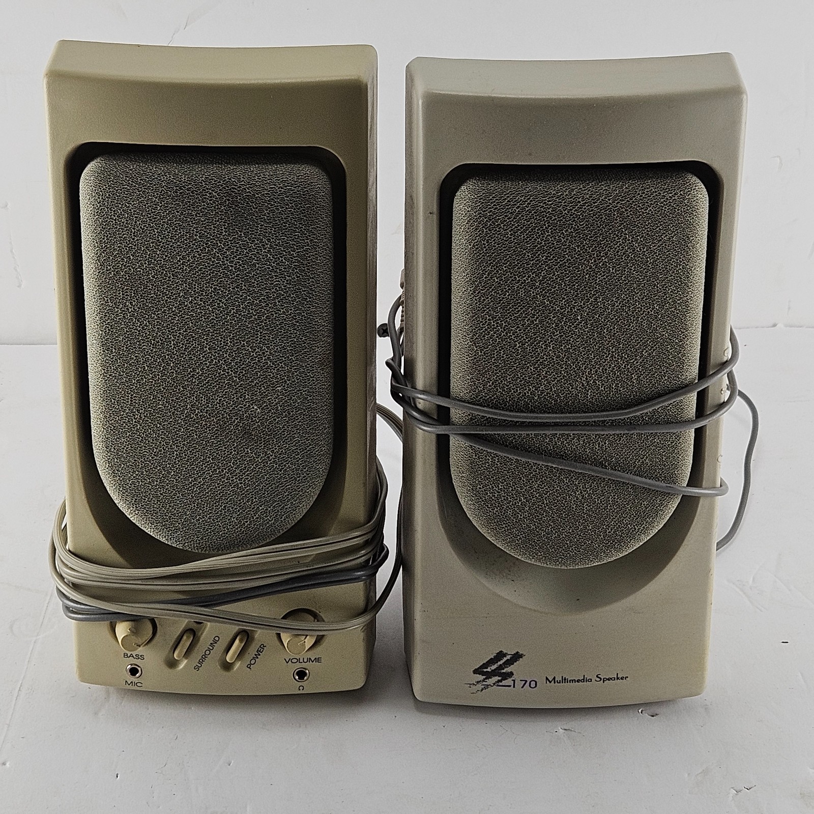 Vintage SS-170 Multimedia Computer Speakers Beige 3.5mm PC Windows 95 98 Retro