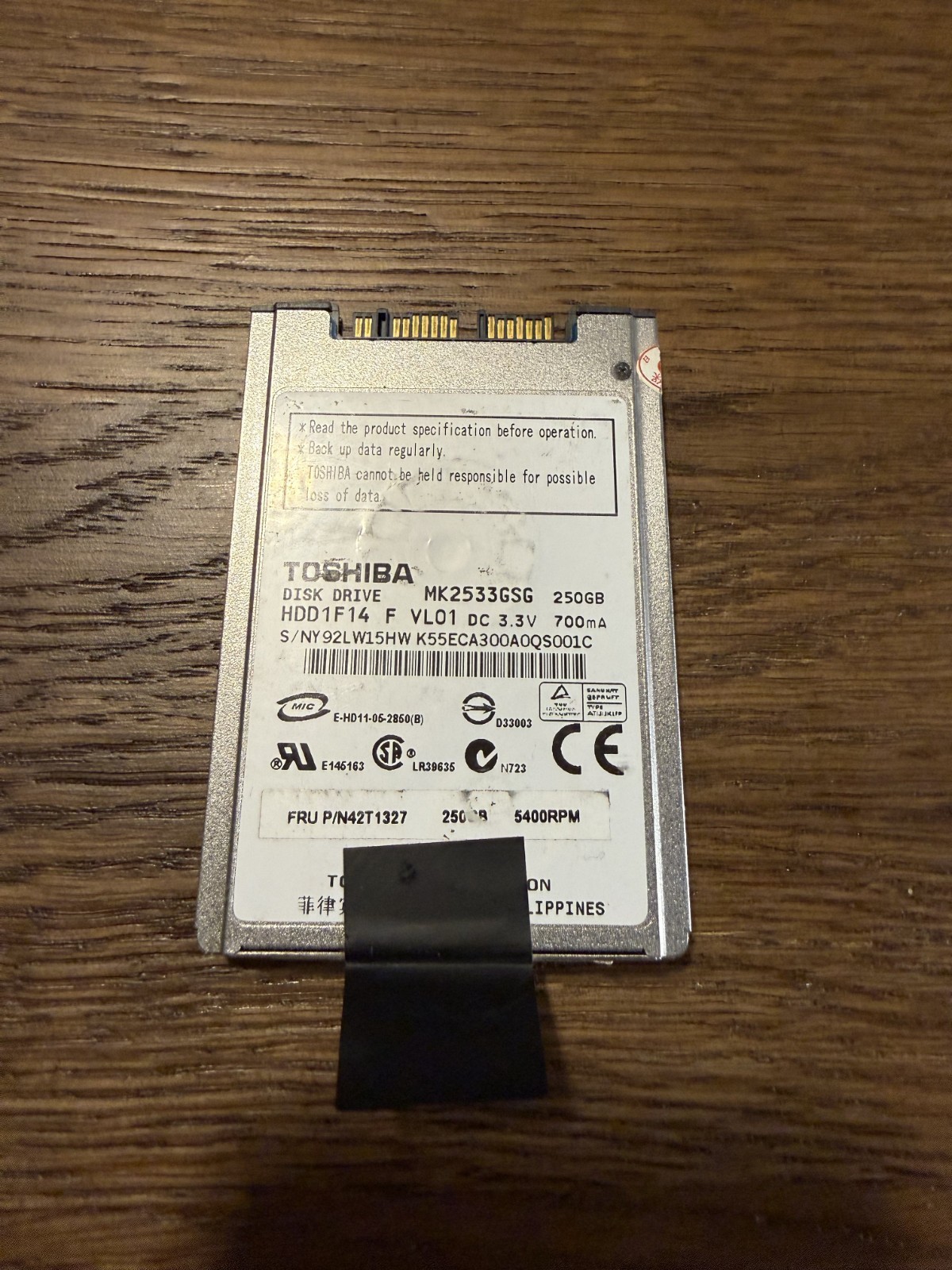 TOSHIBA MK2533GSG 250GB 1.8" MICRO SATA HDD shipping from US