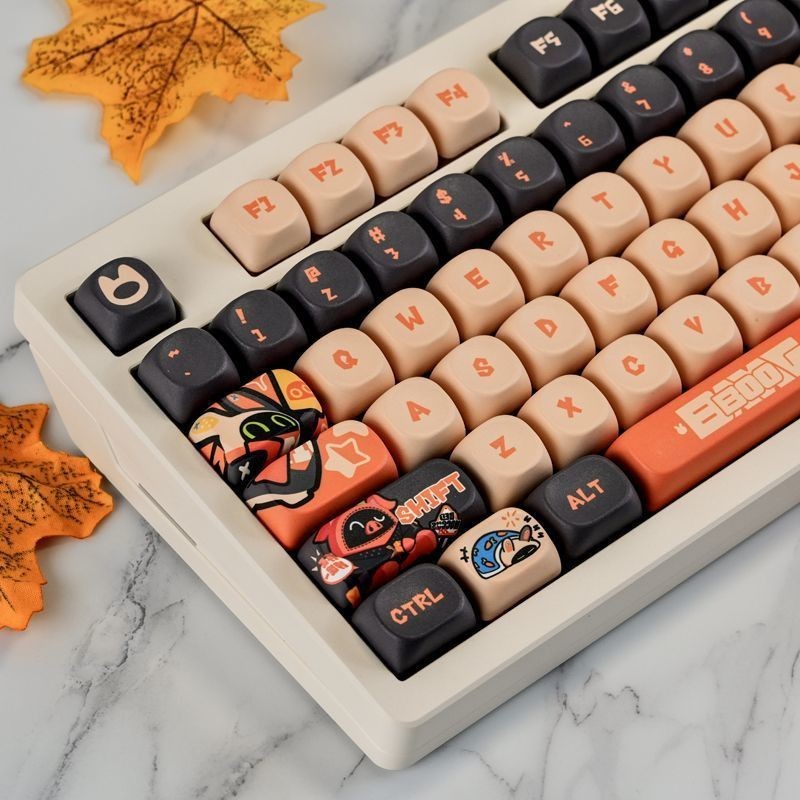 Cute Orange MOA Keycap Set PBT Cartoon Custom Keys for MX Keyboard 60-108 Keys