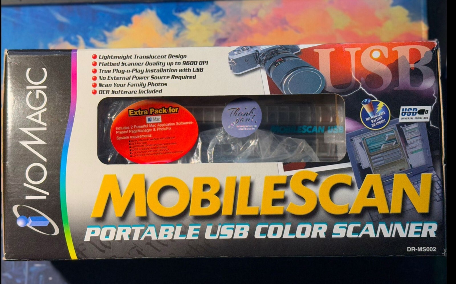 I/O MAGIC MOBILE SCAN FULLY PORTABLE USB COLOR SCANNER DR-MS002 MAC compatible