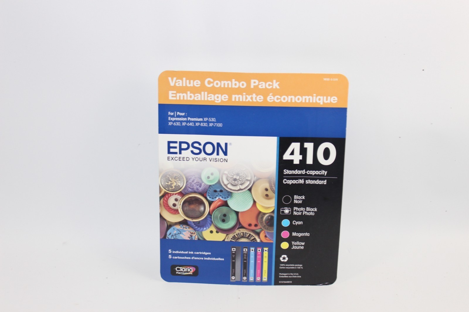 Epson 410 Black/Color BCMY 5 Pack Ink Cartridges T4101-5-SVH - EXP 05/2028+