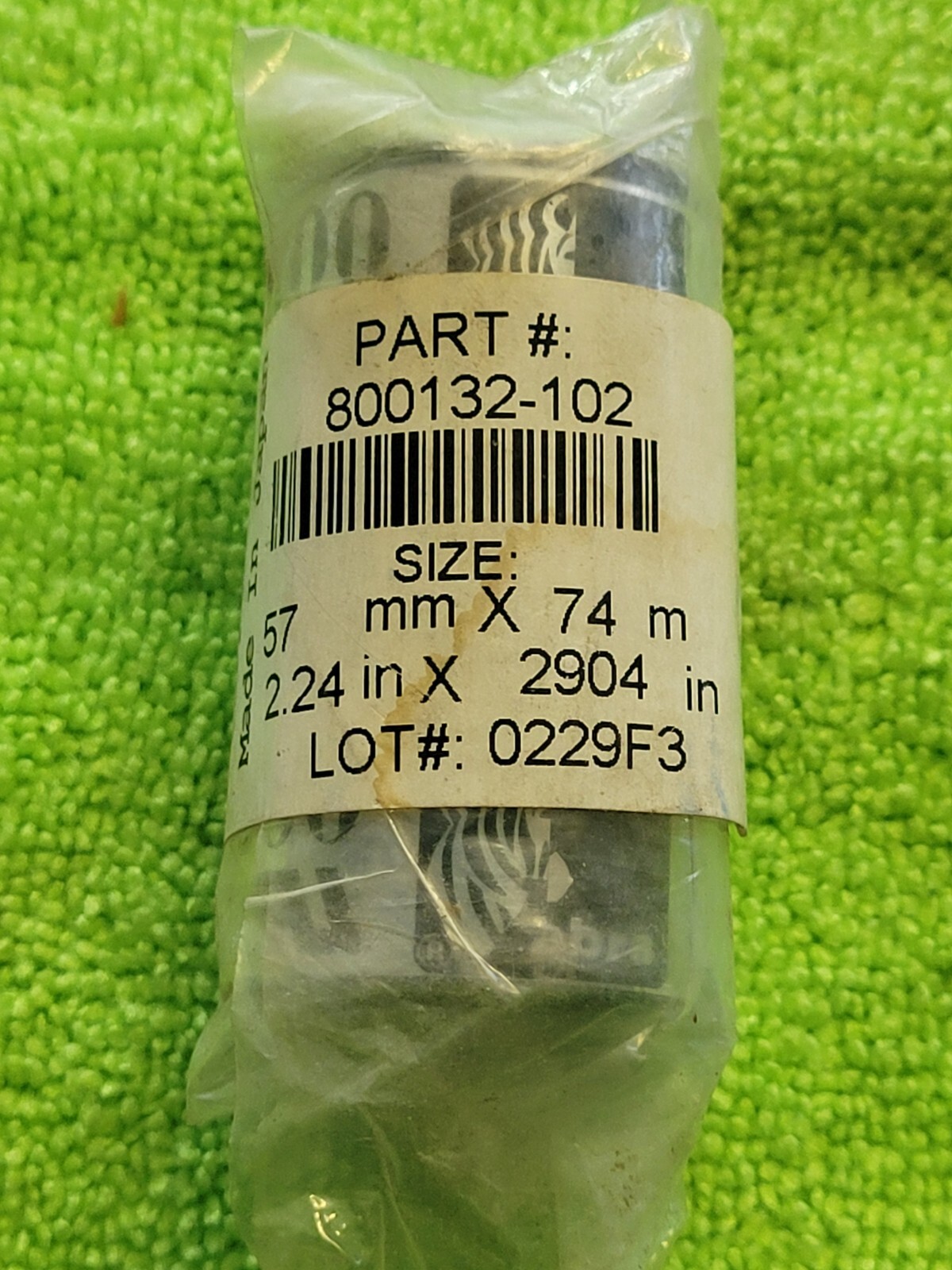 Zebra 800132-102 56.9mm x 74m 3200 Wax/Resin Ribbon