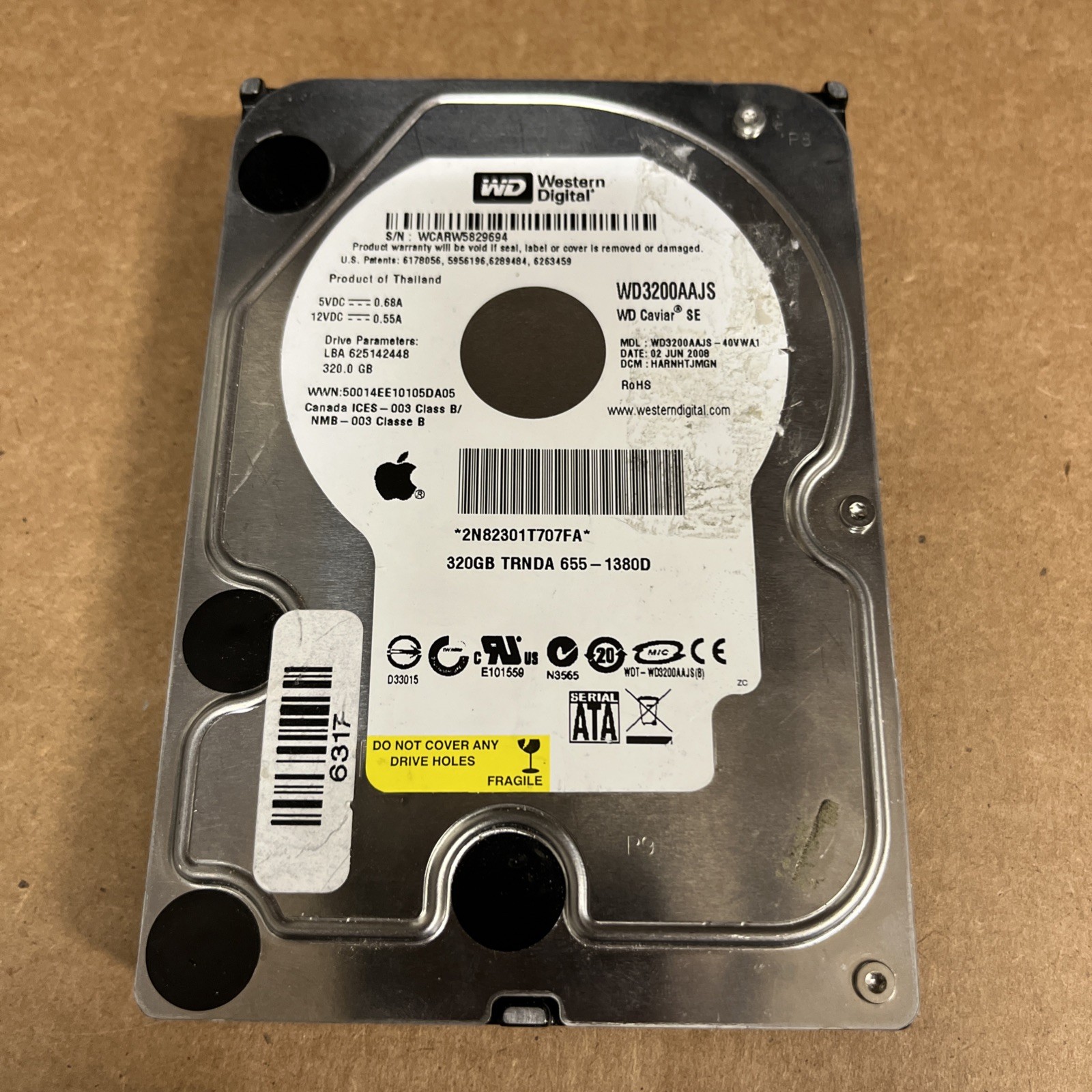 Western Digital WD3200AAJS-40VWA1 Apple Caviar Black 3.5" 320GB DCM: HARNHTJMGN