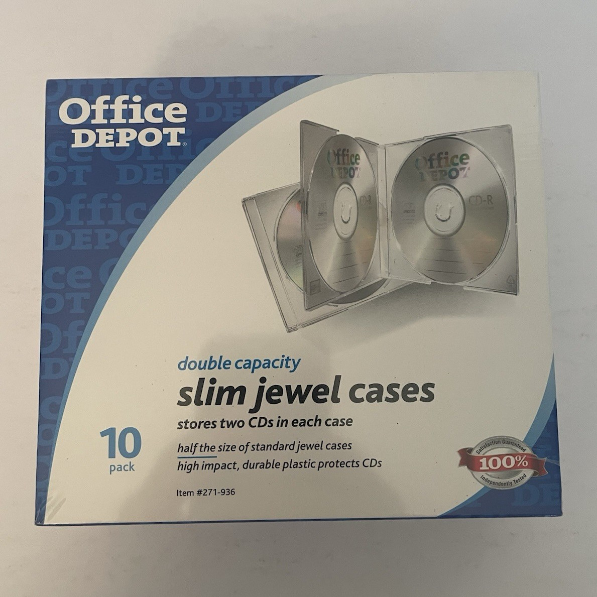 Office Depot Double Capacity Slim Clear CD Jewel Cases 10 Pack 271-936