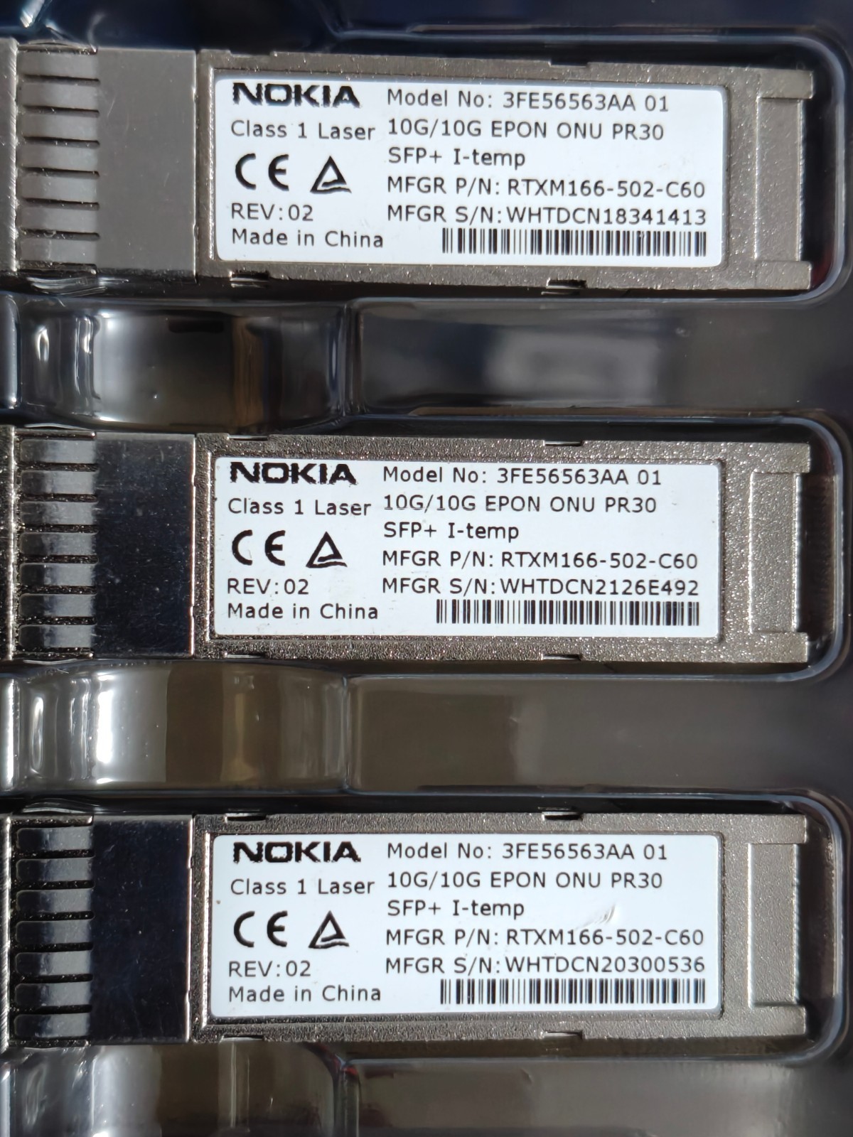 Nokia 10G/10G EPON ONU PR30 Non-China counterfeits 3FE56563AA 01 SFP+