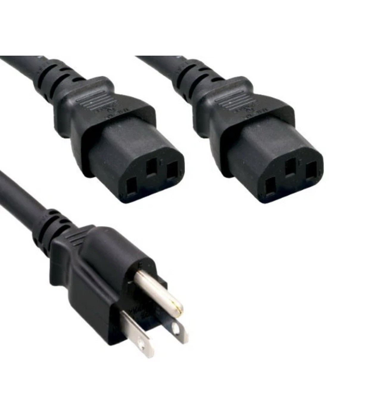 6 Ft AC Power Cord Y Splitter Cable  18 AWG 300V 13A  UL